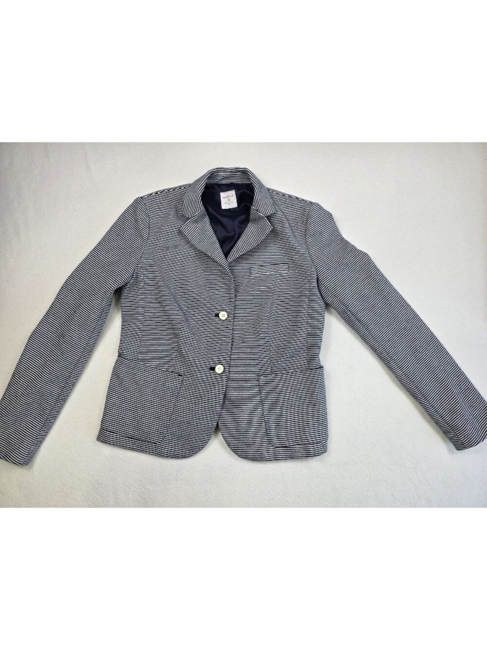 Gap The Academy Blazer Knit Size 8 Navy & White Striped